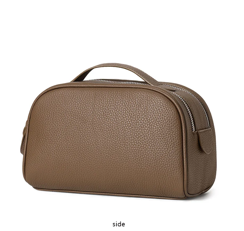 Damen-Kulturtasche aus genarbtem Leder, große Reise-Kosmetiktasche mit Griff, ideal für Reisen und den täglichen Gebrauch – Detail 11