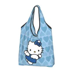 Kawaii Sanrio HelloKitty Cartoon Shopping Bag Foldable Grocery Eco Bags Large Capacity Recycling Bags Washable Handbag