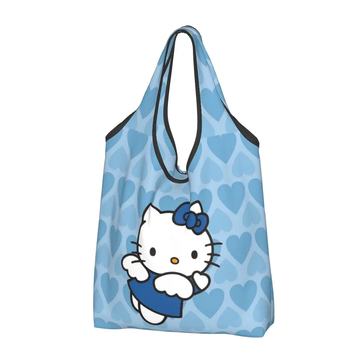 Kawaii Sanrio HelloKitty Cartoon Shopping Bag Foldable Grocery Eco Bags Large Capacity Recycling Bags Washable Handbag