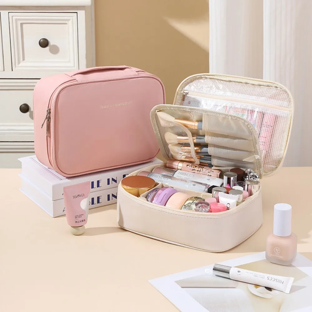 

Travel Portable Handheld Waterproof Toiletry Bag Large Capacity Makeup Organizer Split Design for Easy Access and Storage
