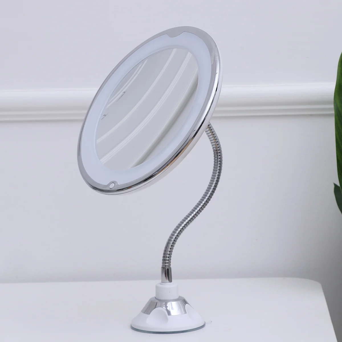 

10X Magnifying Makeup With Suction Cup Led Vanity Round Tabletop Mirror For Touch-Ups Portable Adjustable Magnifying