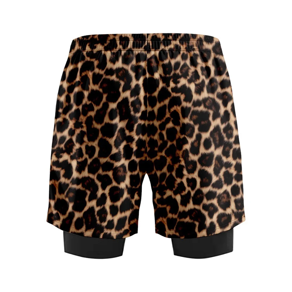 다채로운 표범 인쇄 여름 남자 농구 반바지 내부 라이너 빠른 건조 스포츠 반바지 멋진 피트니스 반바지 Beachwear 8XL