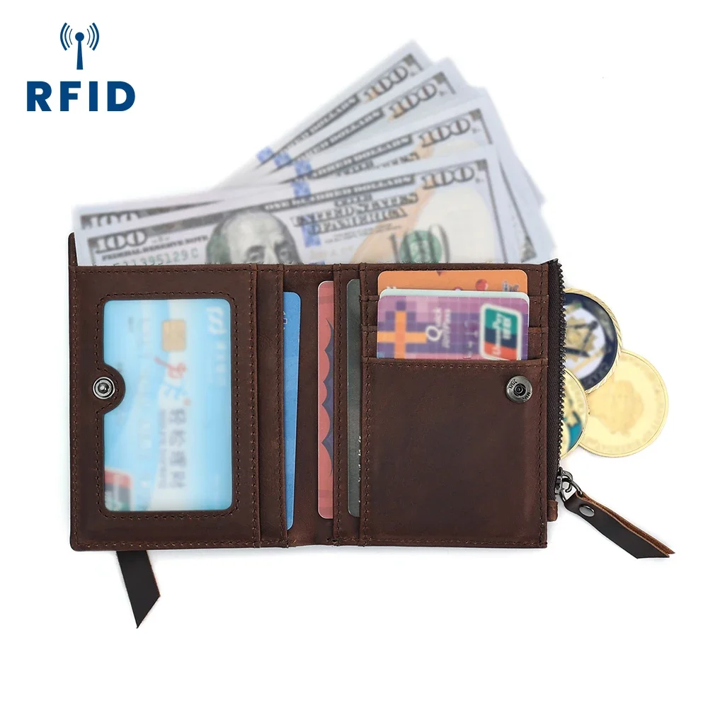 محفظة AirTag من الجلد الطبيعي للرجال مع مشبك نقود وعلامة هوائية RFID تحجب حامل بطاقة الائتمان ثنائي الطي هدايا للرجال