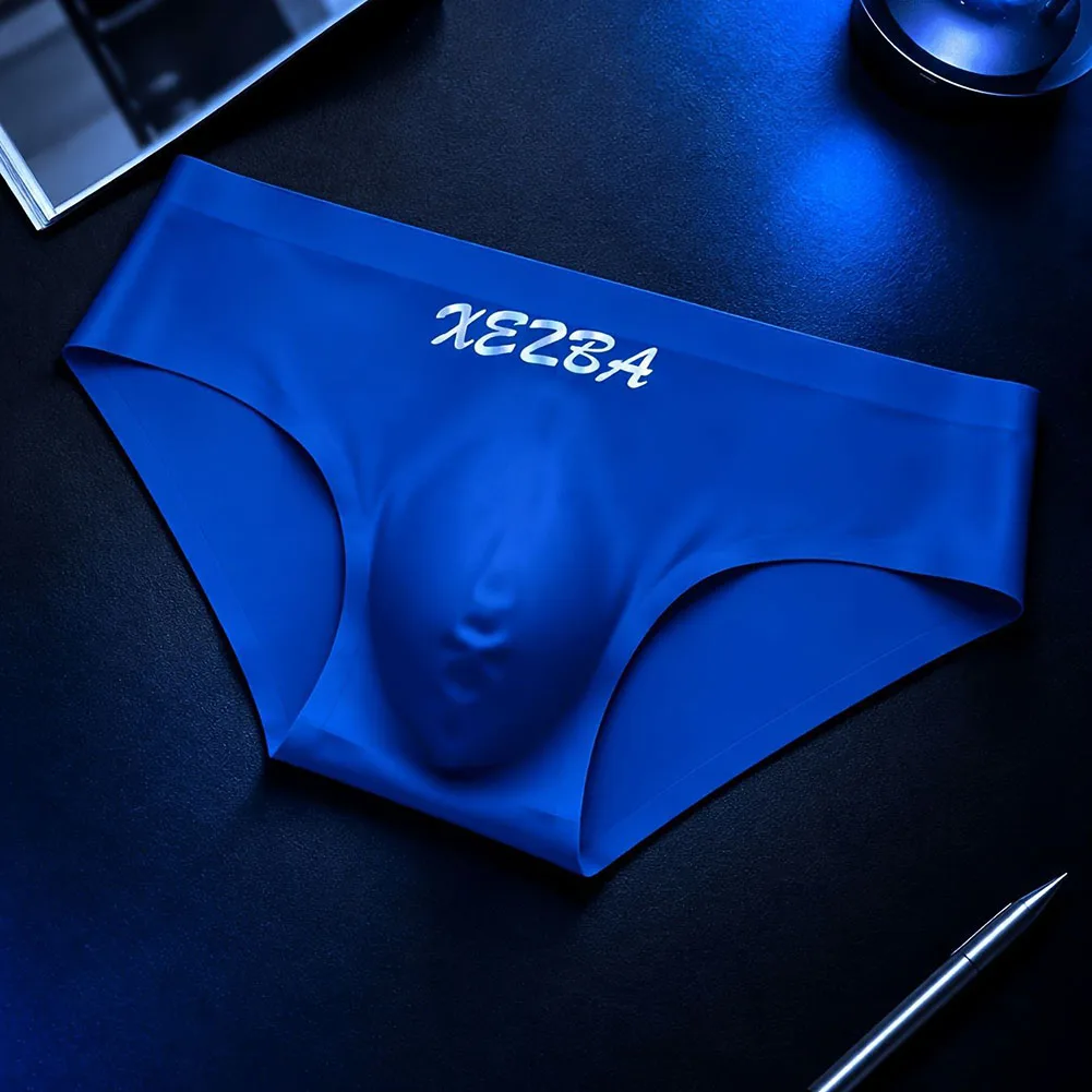 Men Smooth Glossy 3D Pouch Briefs Underwear Seamless Breathe Low Waist Underpant Sexy Ultrathin Seamless Breathable Panties