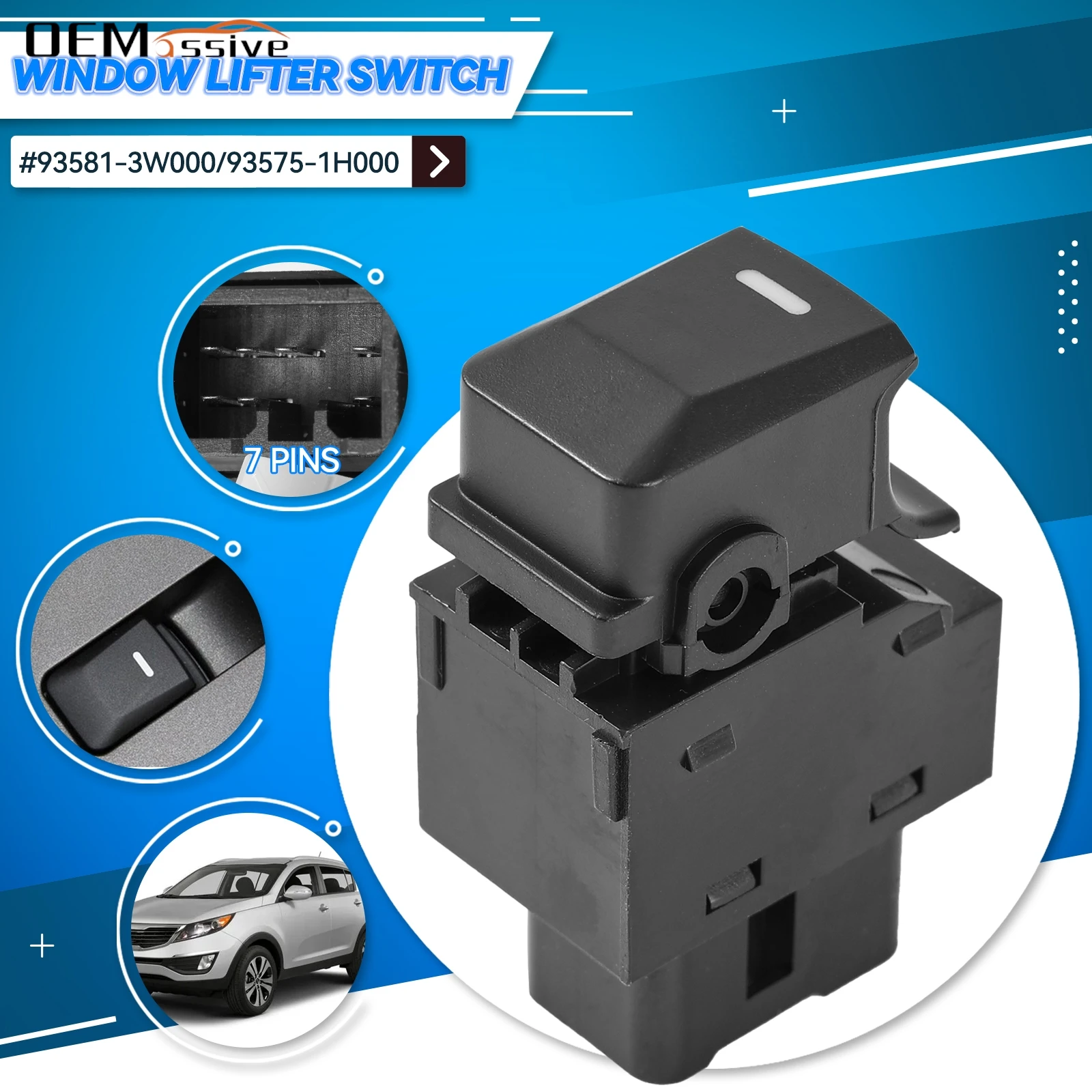 935751H000 for Kia Sportage 2011-16 Electric Door Power Window Switch Button Passenger Side 93575-1H000 369510-1000 93580-3W000