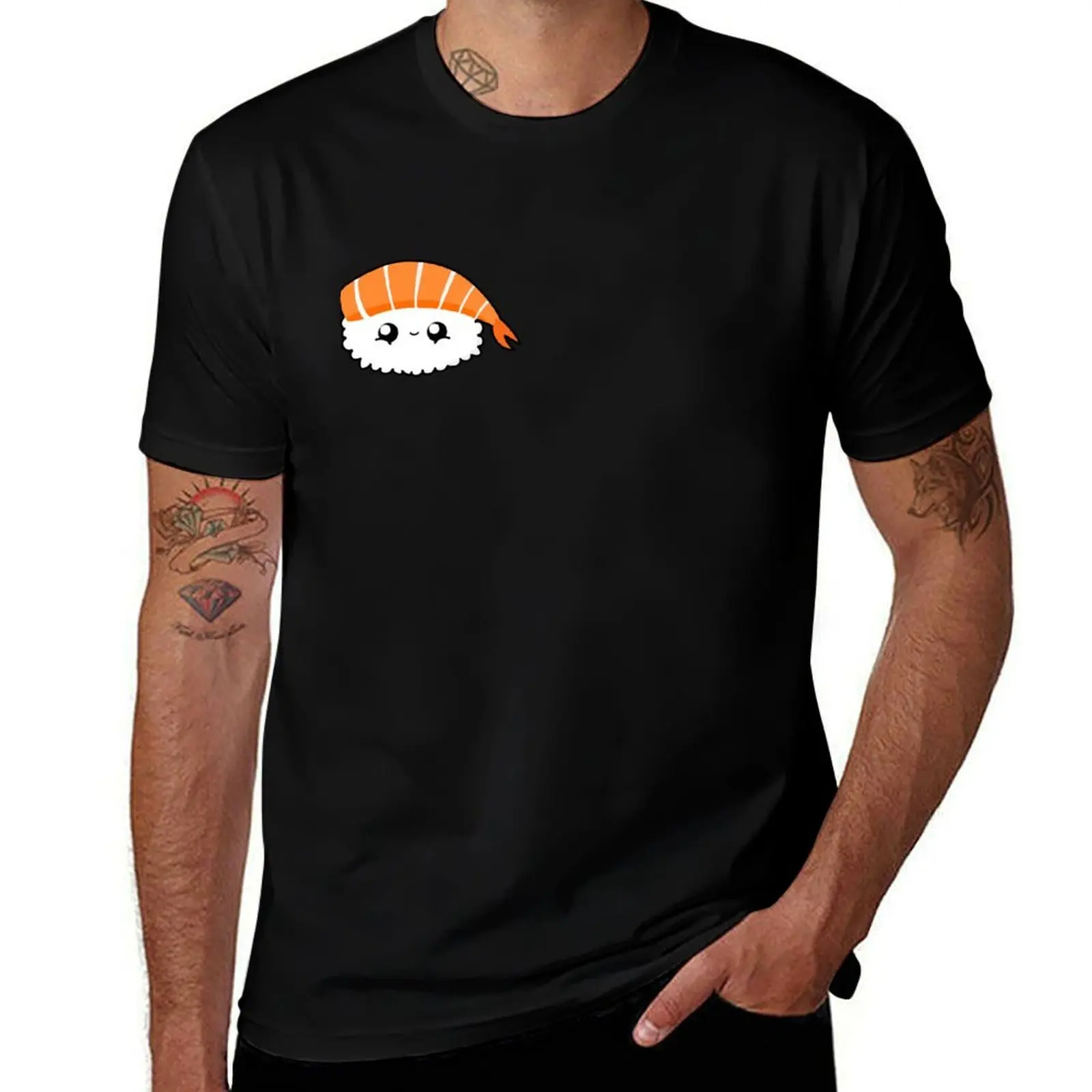 Cute Salmon Nigiri || Sushi|| Kawai T-Shirt man t shirts cotton T-Shirt
