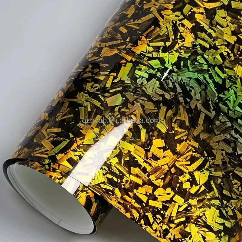 

Кристаллическая кованая виниловая пленка из углеродного волокна с золотой упаковкой, цветная пленка для внутреннего салона автомобиля с сухим склеентом для bmw F30, углеродное волокно 1,52 м * 15 м