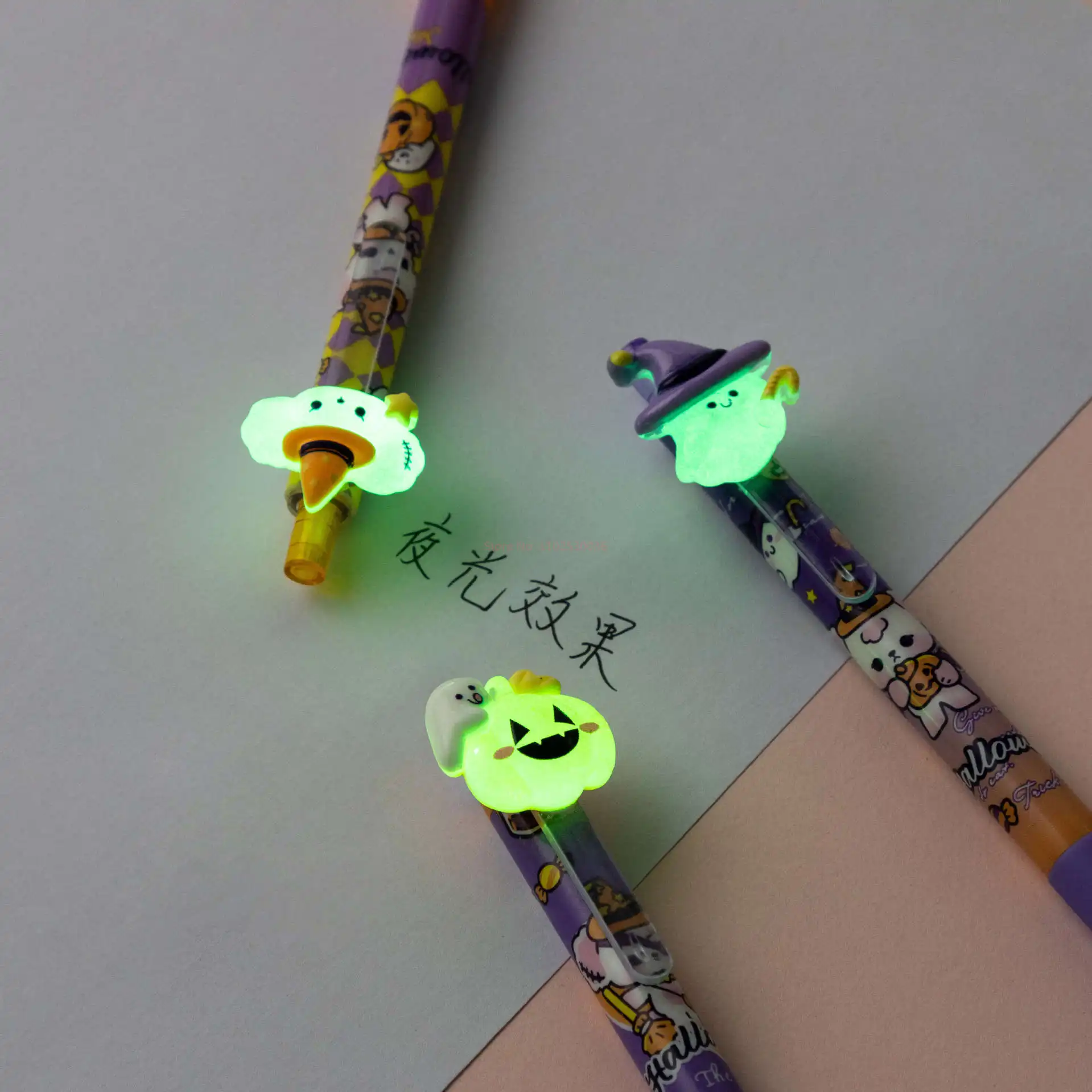 0.5mm Joyful Halloween Neutral Pen Cute Press Pen Resin Cartoon Styling Pen Decompression Student Neutral Pen Learning Supplies