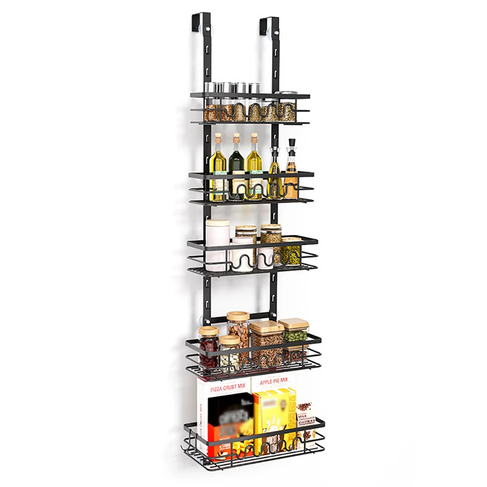 Over The Door Pantry Organizer, Pantry Door Organizer Shelves, Metal Hanging Spice Rack For Pantry Door, Multi-Tier Over