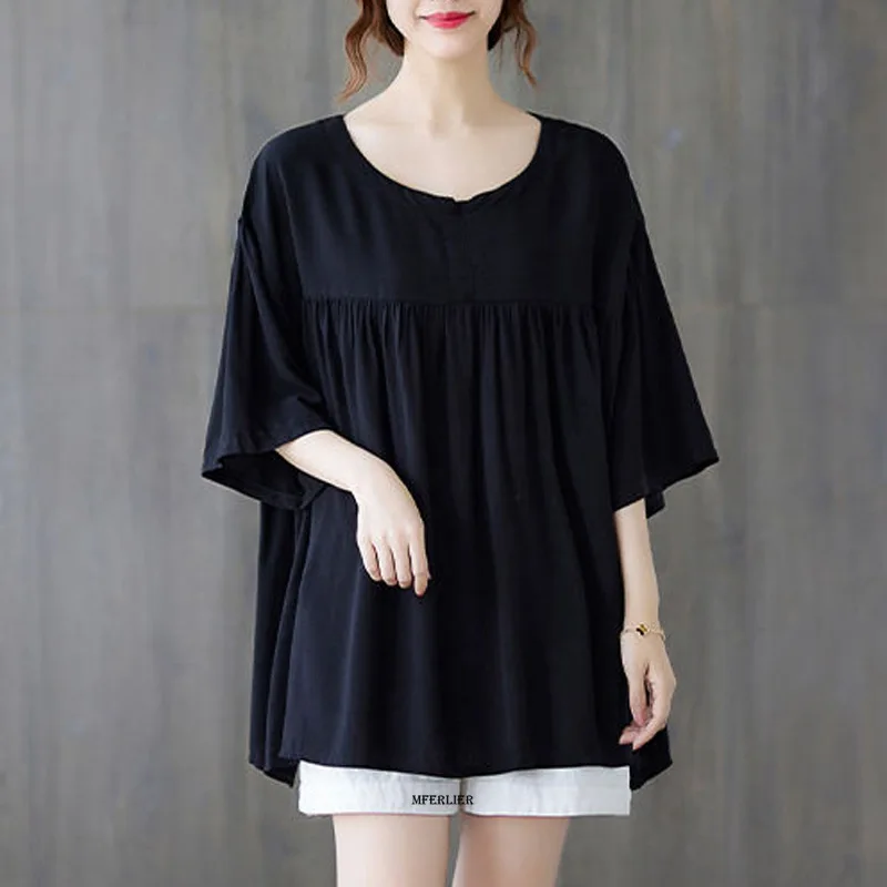 Size 6XL 150KG tee shirt femme Black White T Shirts O Neck Short Sleeve Women Loose TShirts Oversize Vintage Tops for Women