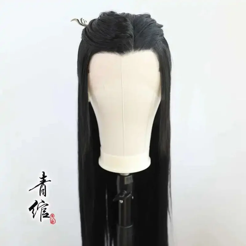 DY20Shan He Ling Wen Kexing Zhou Zishu 핸드 후크 코스프레 블랙 롱 스트레이트 의상 합성 가발 모자 할로윈 중국 고대