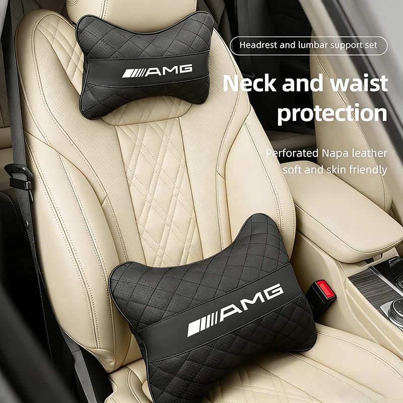 Autositz-Kopfstützenkissen Lendenkissen Innenraumzubehör für Mercedes Benz AMG Smart W205 C300 W203 W206 W108 W124 W126