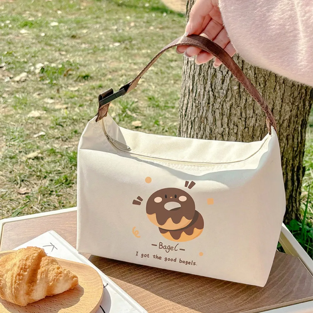 Bread Print Cartoon Thermal Bag Portable Waterproof Lunch-box Storage Bag Long-term Insulation Tote Foods Storage Bag Outdoor