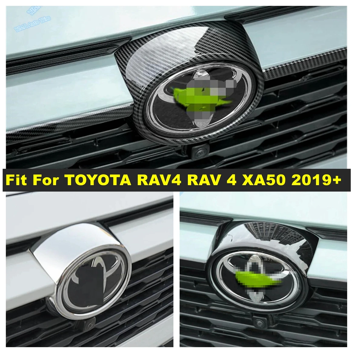 Chrome Auto Front Grill Center Emblem Logo Decorative Ring Stickers For TOYOTA RAV4 RAV 4 XA50 2019 - 2024 External Accessories