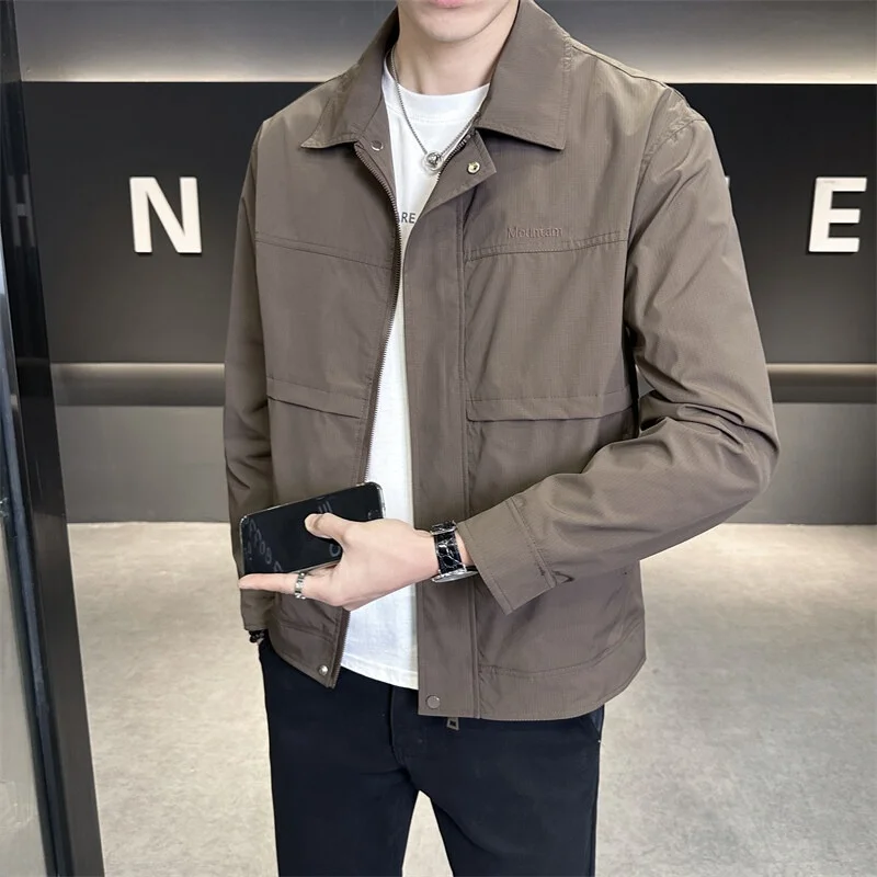 

Модная мужская куртка с воротником, весна-осень, легкая, приталенная, повседневная, стильная верхняя одежда, весенний модный топ