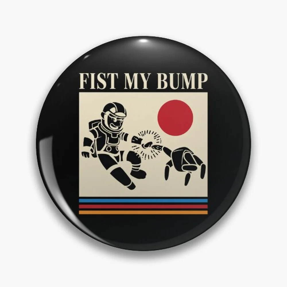 Fist My Bump Jazz Hands Rocky Project Hail Mary Pin Holographic Star Heart Pin Brooches Laminated Button Fashion Accessory