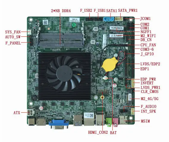 Wholesale Price Mini-ITX Motherboard QM13U Support Raptor Lake13th Gen I7-1355U DDR4 64G 4K 4G/5G-M.2 GPIO