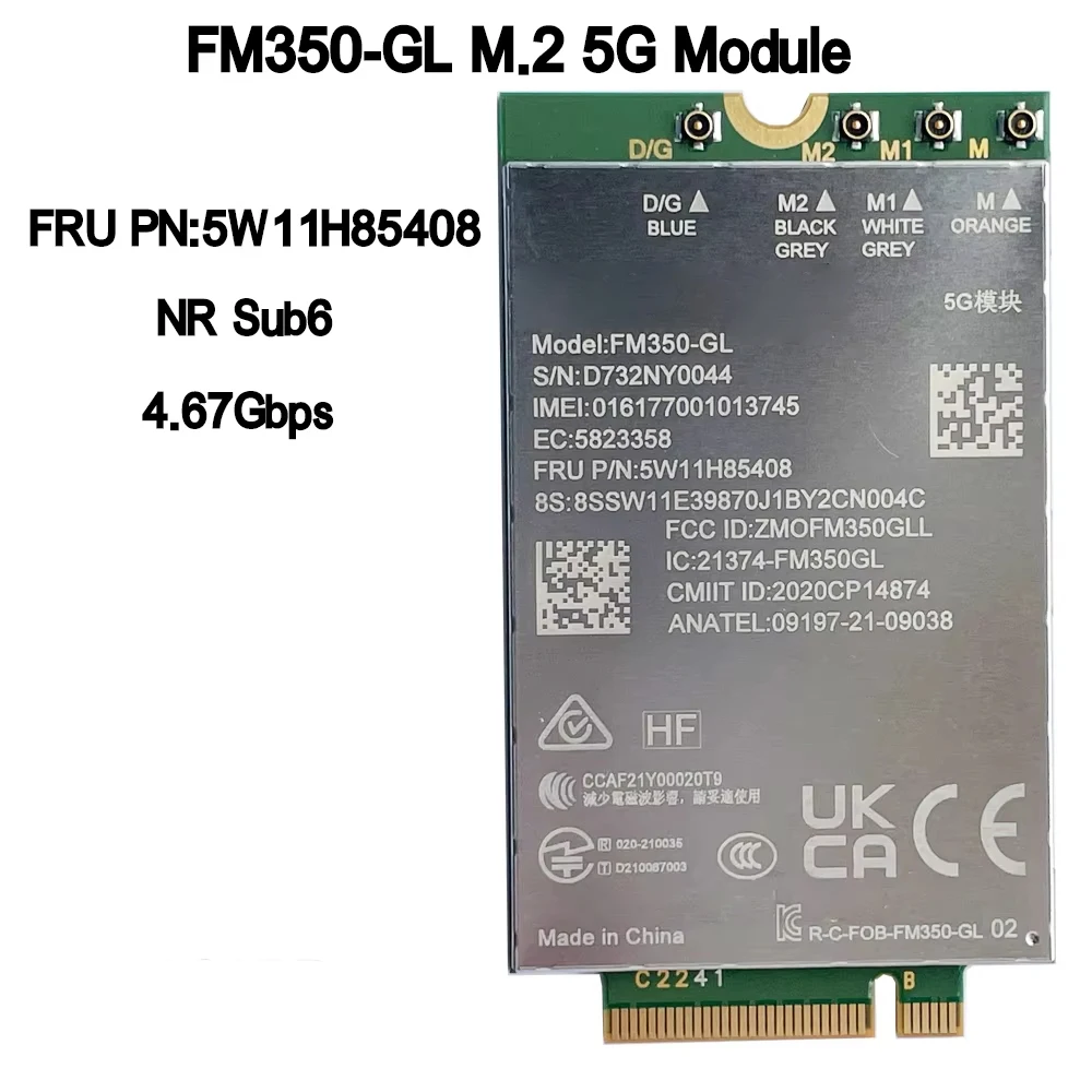 FM350-GL FRU 5W11H85408 5G NR M.2 Sub6 5G Module WWAN Card For X1 Yoga 8th Gen Magic Bay Studio Laptop