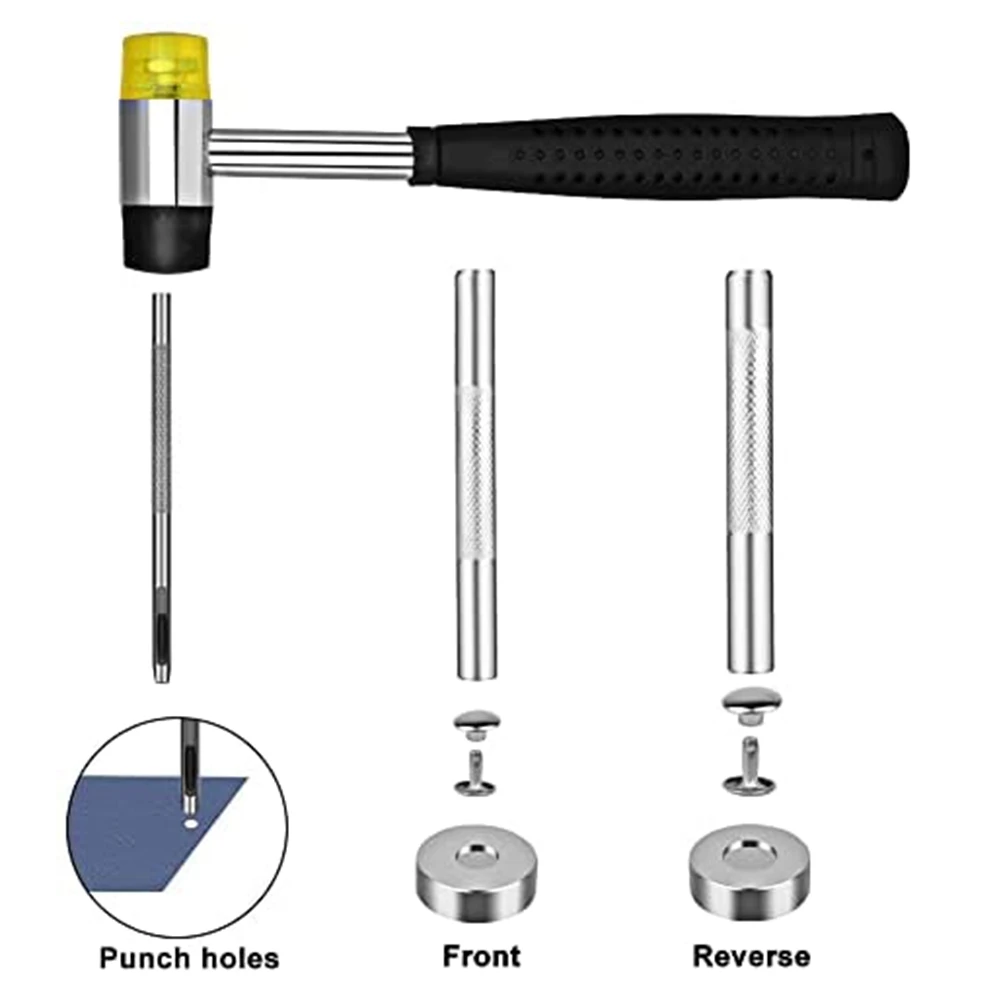 Rebites com tampa dupla para couro DIY artesanato, couro tubular artesanato, decoração e reparação de sapatos, 4 cores, conjunto 360, 4pcs