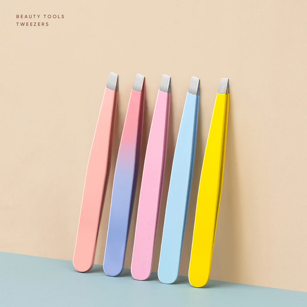 1pc ステンレス鋼眉毛ピンセット顔脱毛ピンセットカラフルなメイクまつげピンセット眉毛クリップメイクアップツール