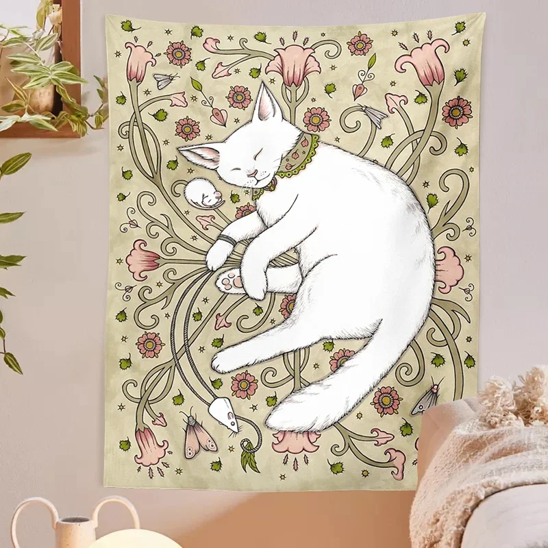 Cat Tapestry Bohemia Bedroom Wall Decoration Tapestries Decoration Bedroom Girl Aesthetics For Room Tapestries Tapiz De Pared