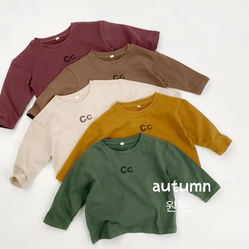 

2025 Autumn New Children Long Sleeve T Shirts Cotton Boys Girls Letter Print Tee Baby O-neck Tops Kids Casual Bottoming Shirts