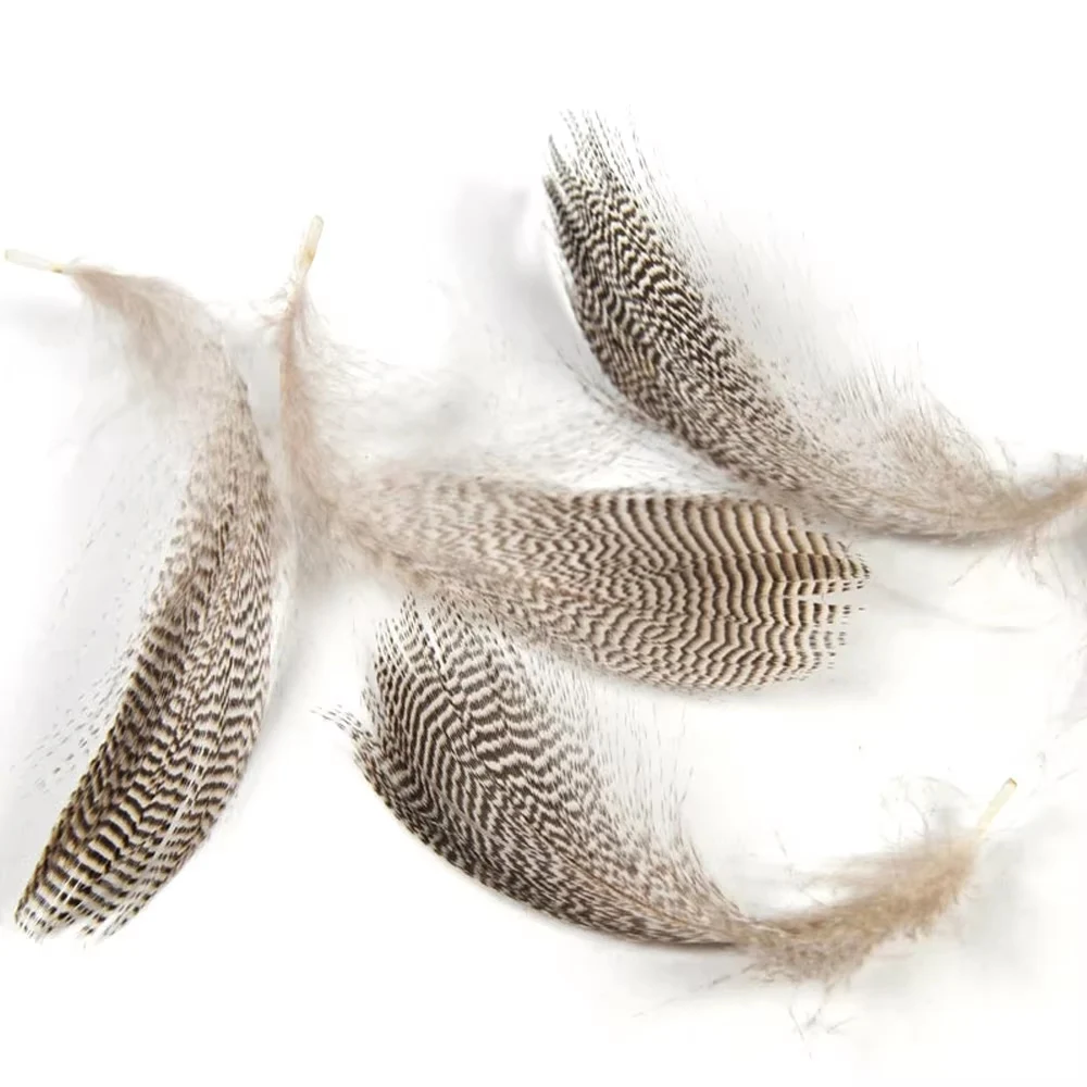 100 Stück/Beutel Natürliche Gefleckte Entenflankenfedern Wildgansfedern für Fliegenflügel, Schwänze, Streamer, Fliegenbindematerial – Detail 1