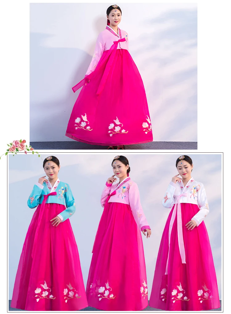 

New Korean-style women's wedding dress with Korean embroidery,Korean ethnic top and long skirt set,performance and dancecostumes