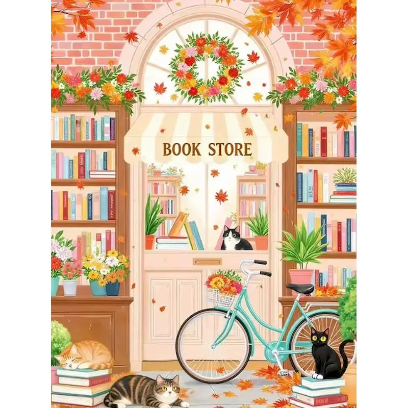 GATYZTORY Paint By Numbers Handpainted Picture With Numbers Bookstore Painting Numbers Frameless