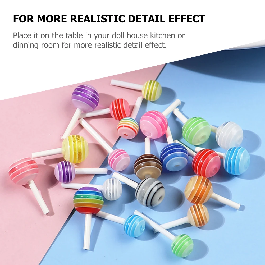 25 個シミュレーションロリポップ装飾ミニチュアプラスチックおもちゃカラフルなモデル小道具ドールハウスキッチンアクセサリー現実的な形状