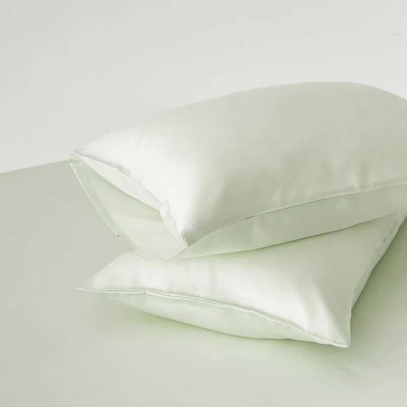New Light Green Pillowcase Silky Summer Cooling 60s Lyocell Fiber Pillow Cases Super Soft Home Hotel Pillow Cover 48*74cm*2pcs