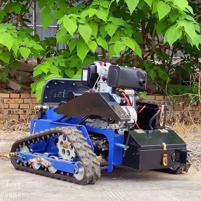 CustomizedManufacturer Direct Top Rated 40V 36V Petrol Remote Control Zero Turn Crawler Riding Mower for Grass Cutting 550mm Ree