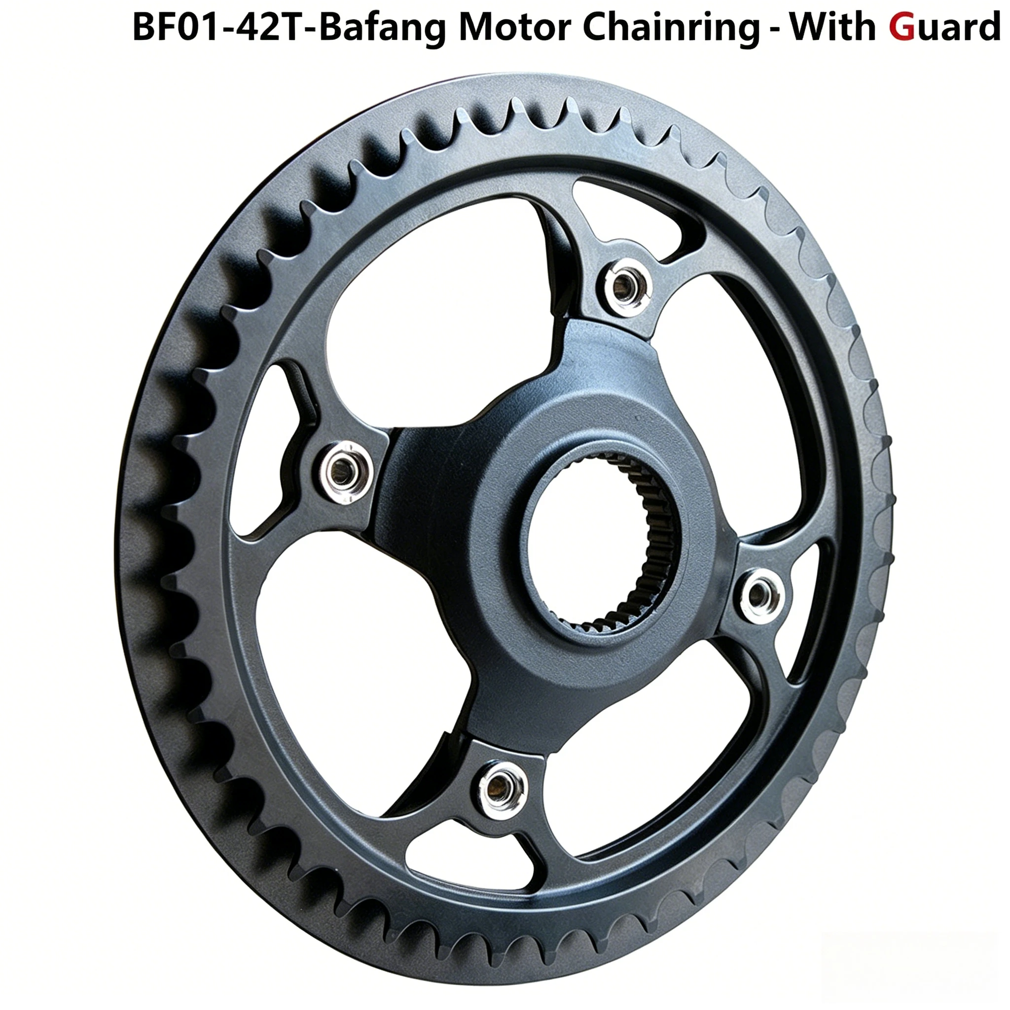 42T Chainring 4-Claw Sprocket with Protector Cover for Bafang M500/M510/M600/M620/M420/M615/M820 Mid Drive Motor