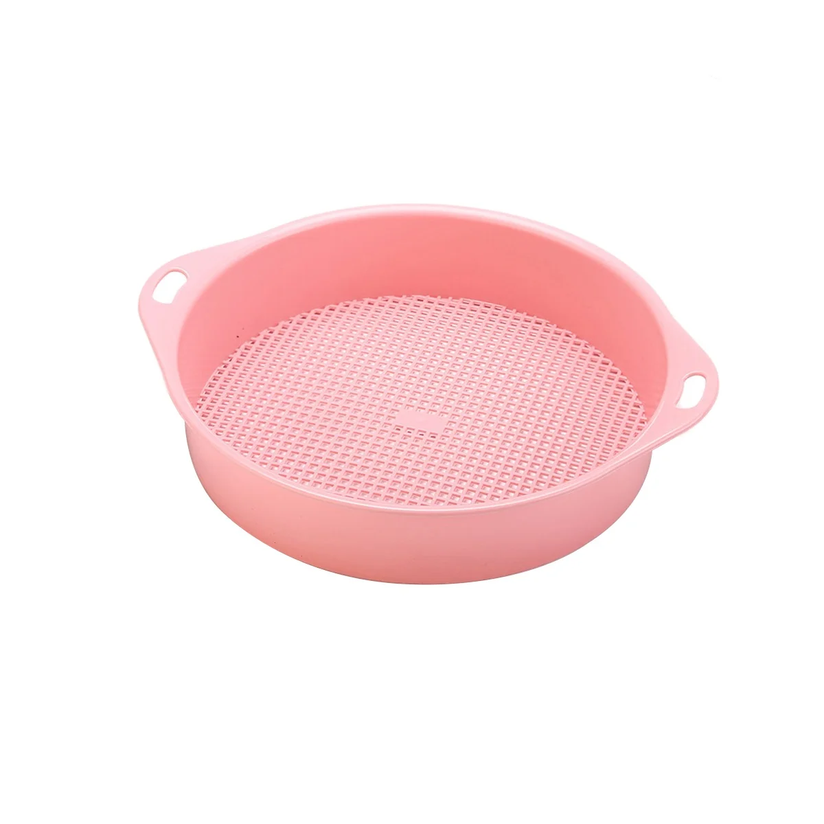 

4pcs Plastic Garden Tool With Plastic Sieve Handle Soil Sieve Lightweight For Balcony Composting Sand Sifting Pink