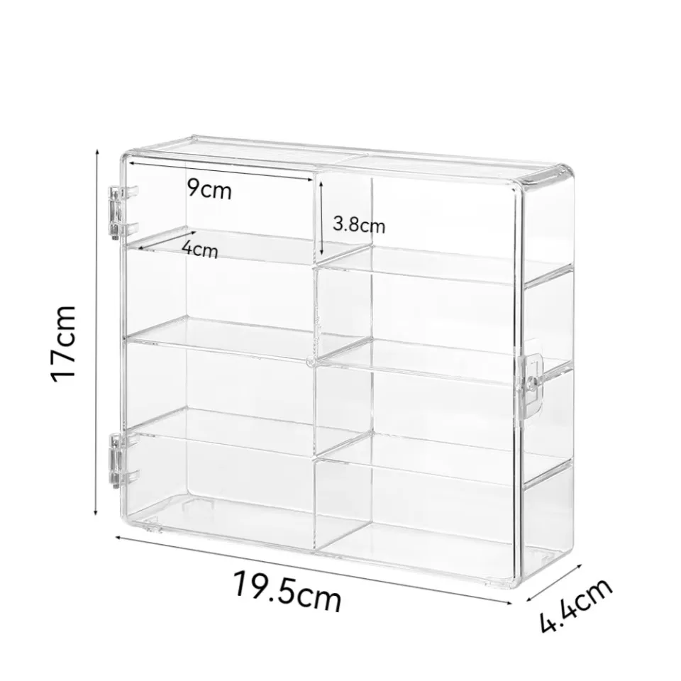 High Quality Acrylic Display Cabinet With 8 Slots Transparent Art Storage Box For Toy Figurine Car Model Mini Cartoon Doll
