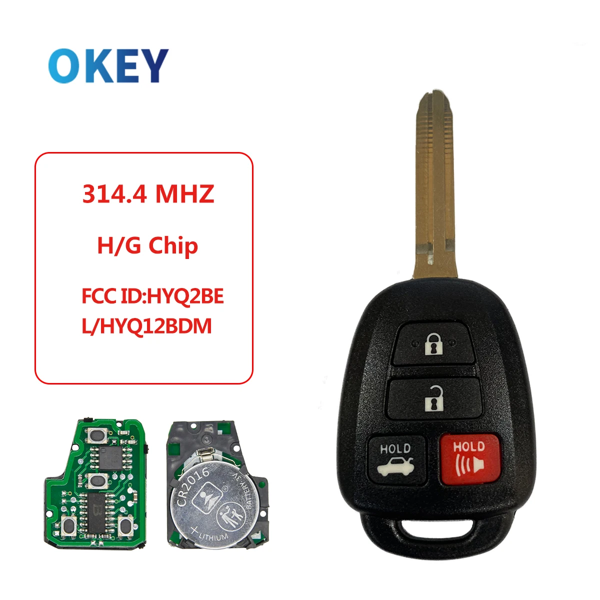 

Okey Remote Control Car Key For Toyota Camry 2012-2016 Corolla 2014-2017 HYQ12BEL HYQ12BDM G H Chip 314.4Mhz Replace Samrt Key