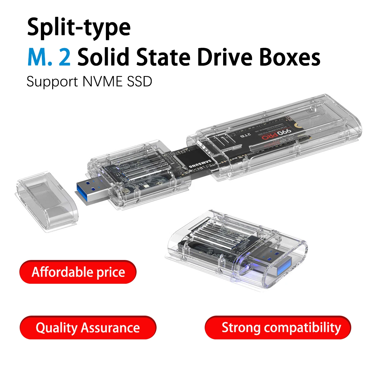 UTHAI TC11 Laptop accessories detachable M.2 solid state drive box widely compatible with transparent NVME SSD drive box