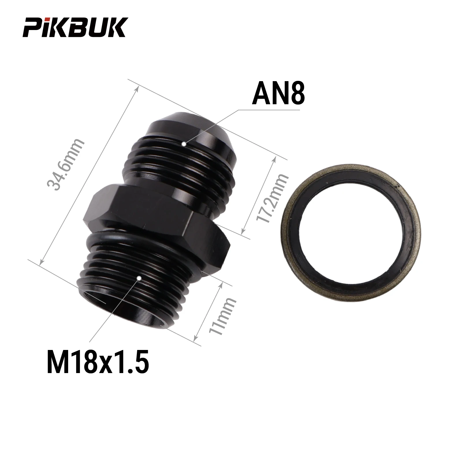 PIKBUK Aluminium AN6 AN8 AN10 AN12 auf M10/12/14/16/18/20/22x1.5 Adapter Flare-Fitting Auto-Schlauchanschluss Stecker Ölkühler-Anschluss
