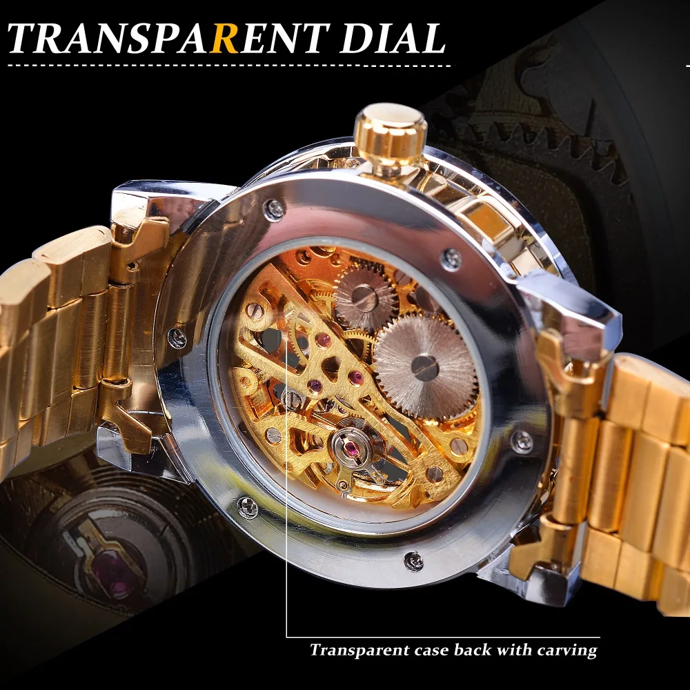 Fashion Winner Hot Top Brand Luxury Men Transparent Diamond Luminou Smovement Male Mechanical Skeleton Royal Design Wrist Watch