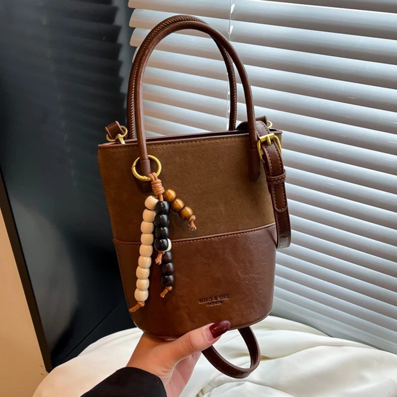 

Модная сумка-ведро в стиле ретро, женская сумка через плечо, универсальная маленькая кожаная сумка на осень-зиму, повседневная сумка-кошелек