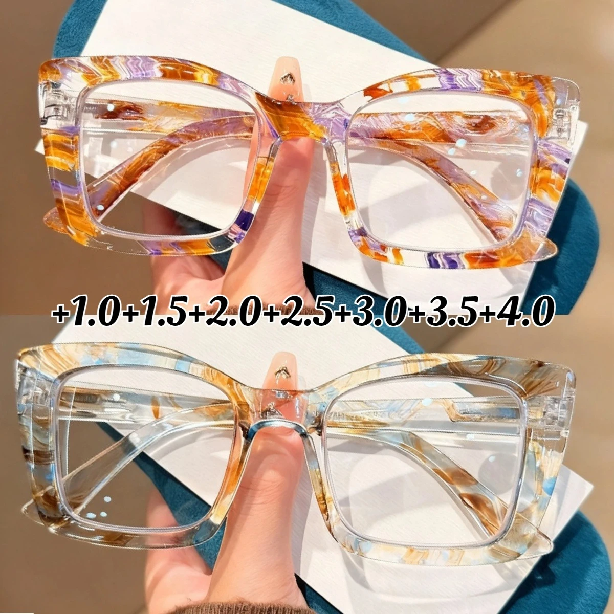 

Новые высококачественные очки с защитой от синего света для пресбиопии, нейтральные модные цветные очки для чтения в оправе, модные очки для дальнозоркости + 4,0