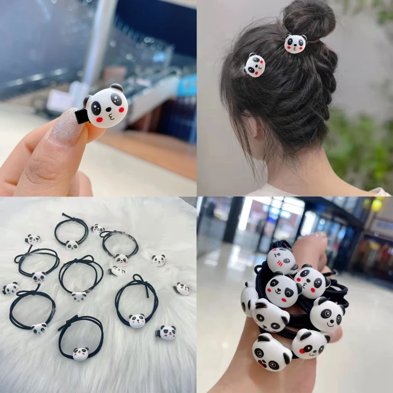 Panda Elastic Hair Bans Little Girl Hair Pins Stretch Hair Rope