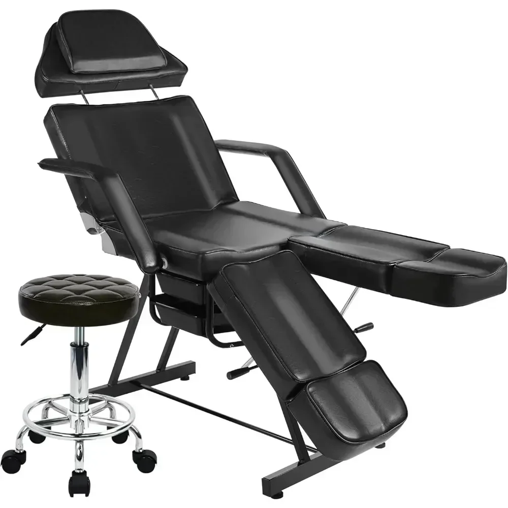 

Tattoo Facial Chair for Client, Professional Beauty Massage Spa Table Adjustable Black Lash Facial Esthetician Bed for Artist