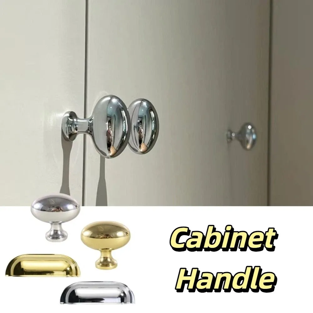 Pigeon Egg Brass Furniture Handles Bright Chrome Silver Drawer Handles Solid Minimalism Wardrobe Handles Shoe Cabinets