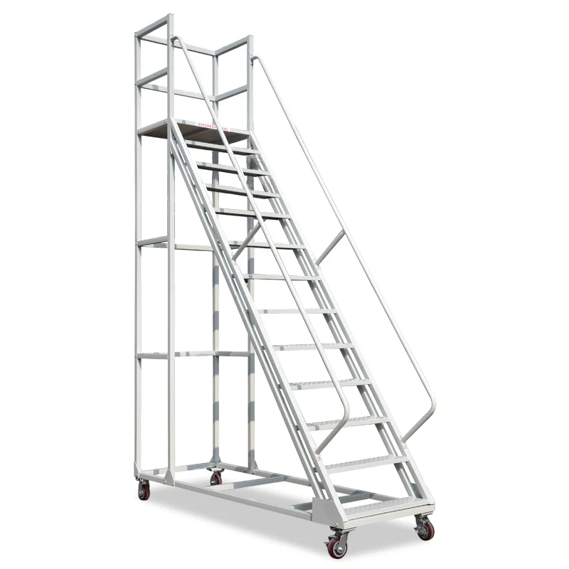 Warehouse Climbing Car Mobile Platform Ladder With Wheel Shelf  Warehouse Supermarket Tally Pick up Stool Ladder