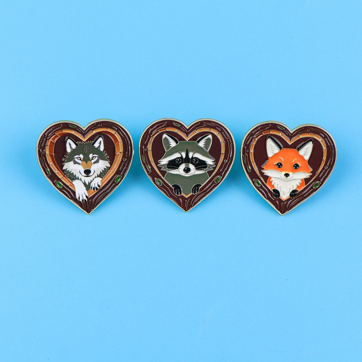 Raccoon Enamel Pin Cute Wolf Brooch Lapel Pins Fox Badge on Backpack Clothing Accessories Fashion Jewelry Friends Gifts