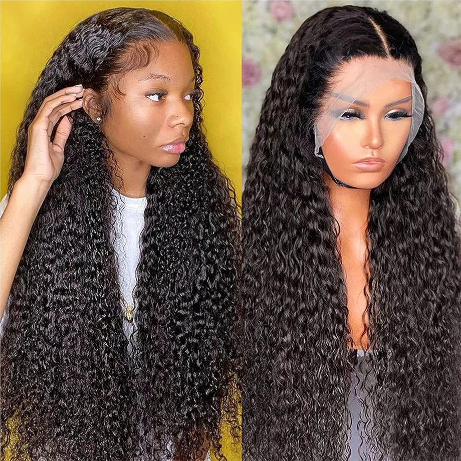 Kinky Curly 13x4 Lace Front Human Hair Wigs For Women Indian Hair Lace Frontal Wig Deep Wet And Wavy 4x4 Lace Closure Wigs Sale