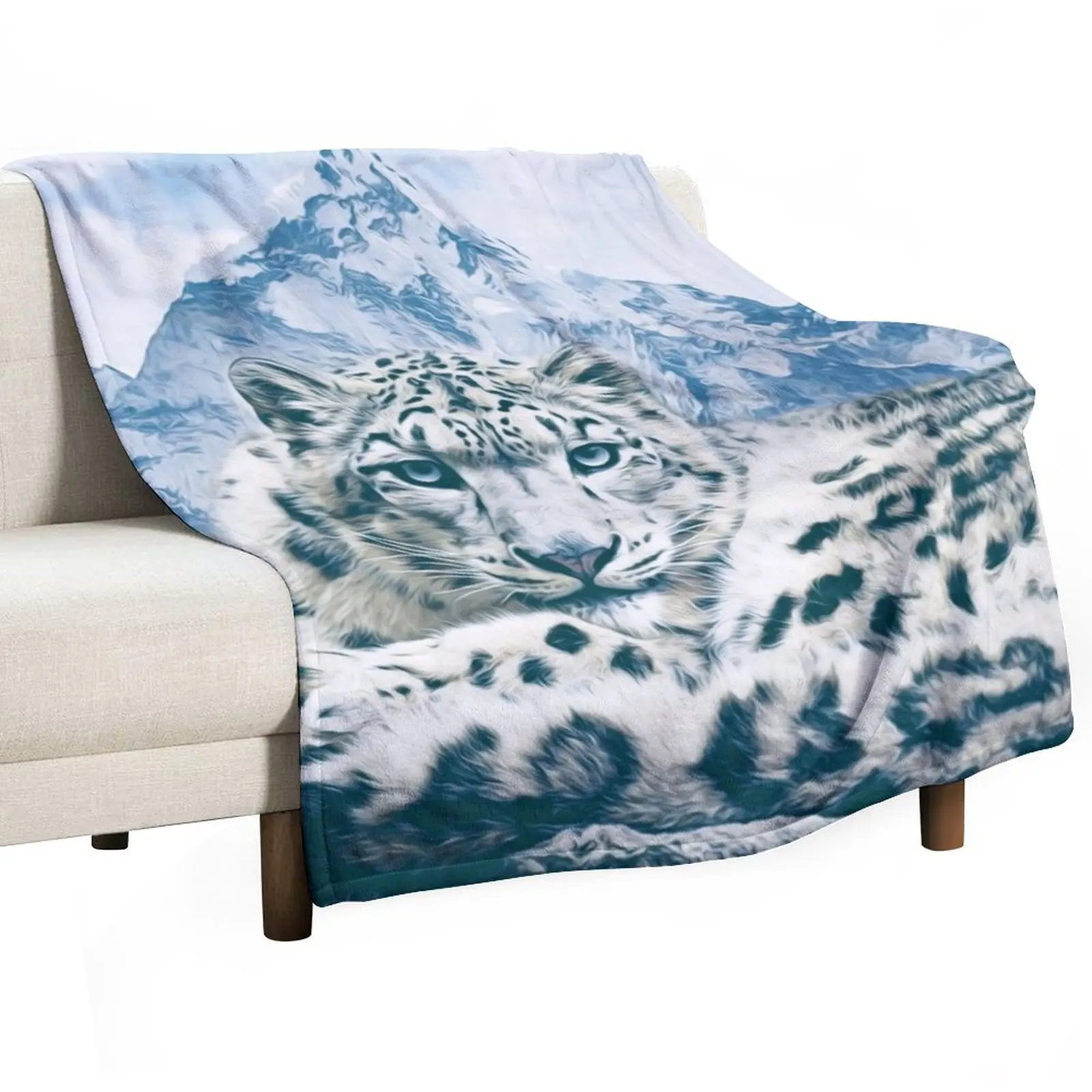 Snow Leopard Over the Mountains Throw Blanket Designers Bed Fashionable Nap Blankets For Sofas Giant Sofa halloween Blankets