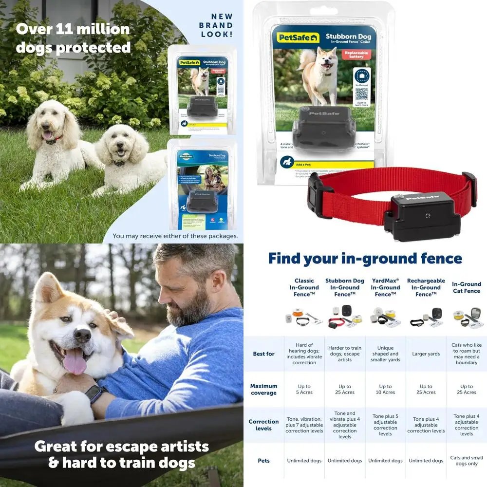

Waterproof Adjustable Dog Training Collar for Stubborn Dogs Over 8lbs - In-Ground Fence Receiver