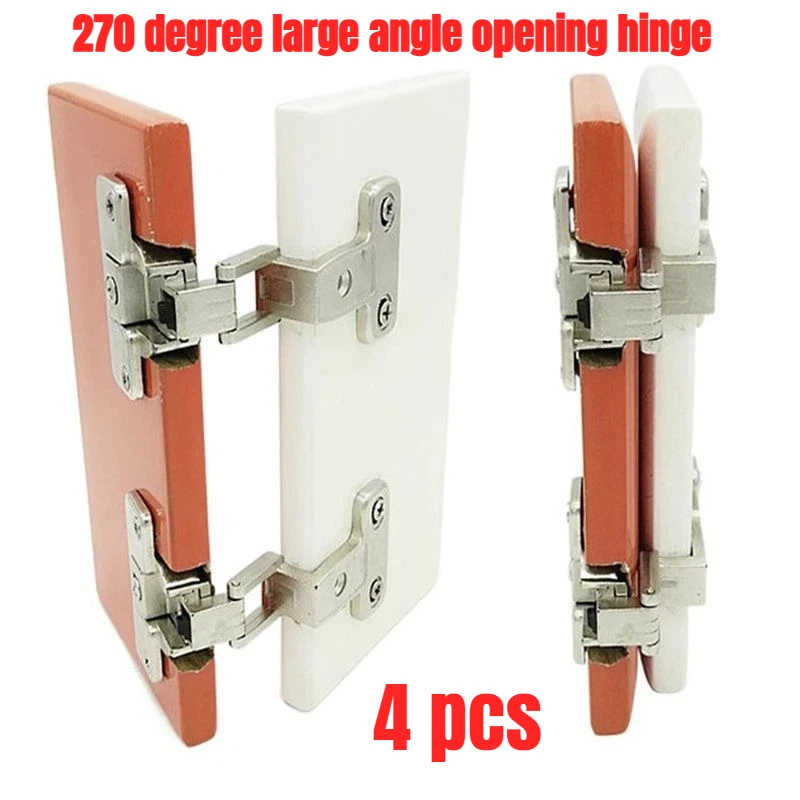 4Pcs  Zinc Hinges 270 Degrees Open For Kitchen Cabinet Bookcase